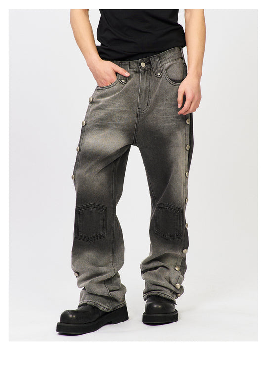 S45 Gradient Washed Metal Button Jeans | Face 3 Face