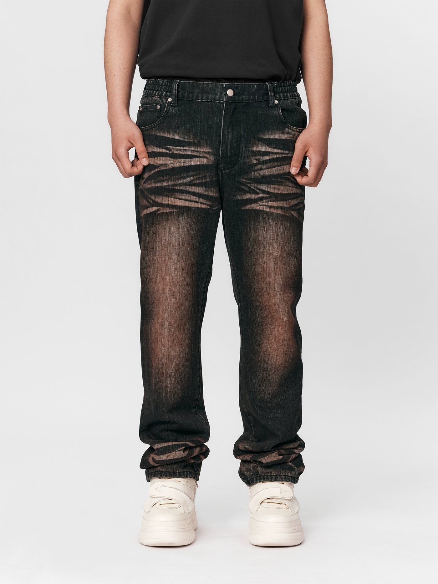 1807 Jet Red Whiskers Washed Jeans | Face 3 Face