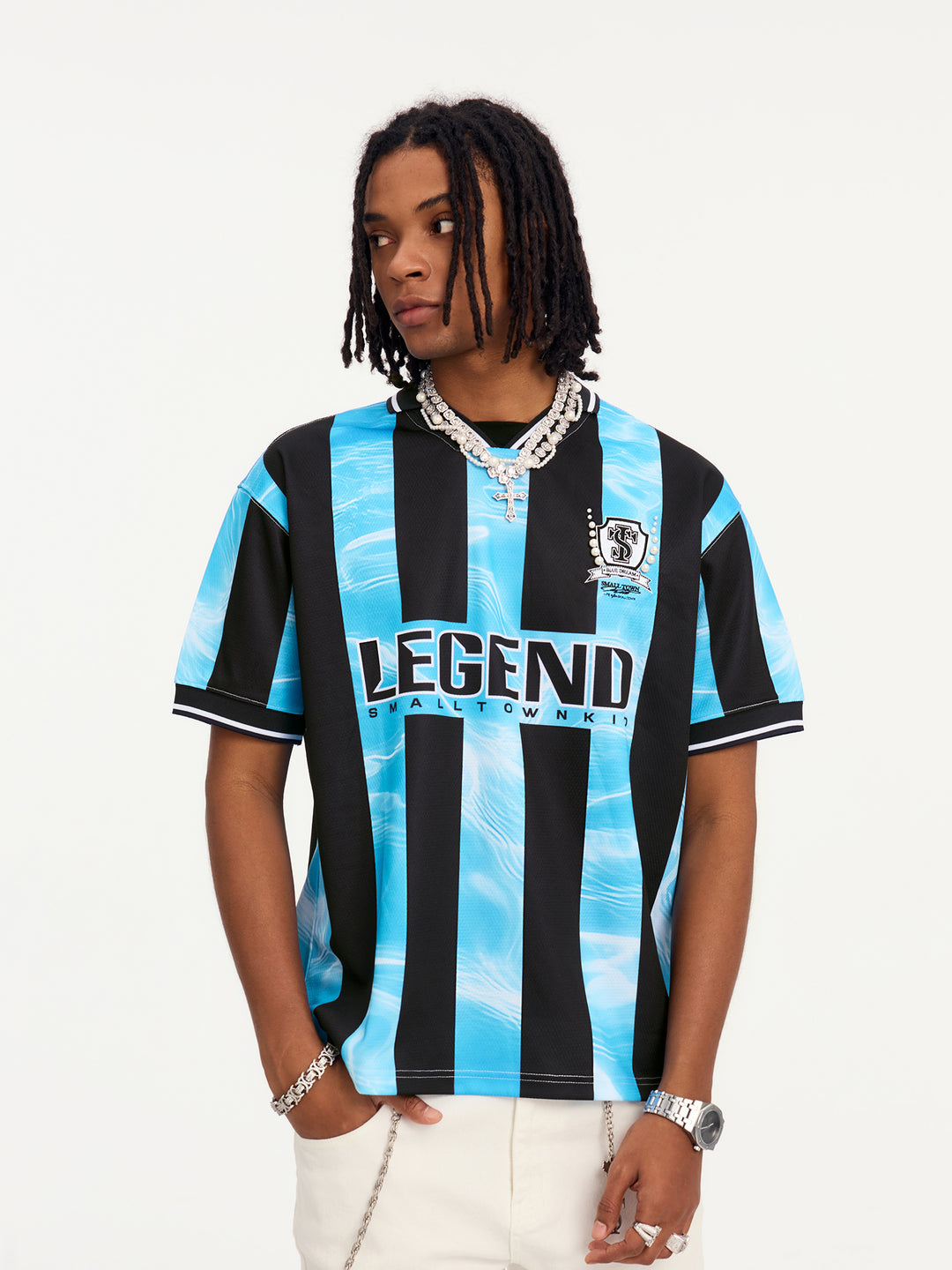 Small Town Kid Water Ripple Striped Polo Jersey | Face 3 Face