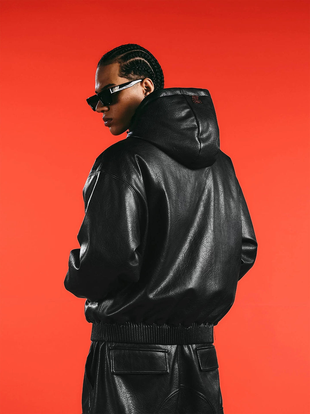 1807 Racing PU Leather Hooded Bomber Jacket | Face 3 Face