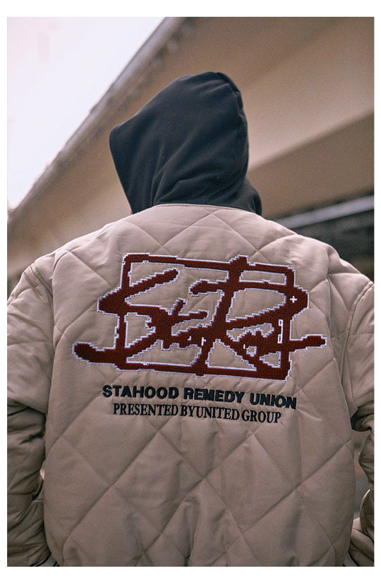 Remedy x STA STARMD Embroidered Quilted Hoodie Jacket | Face 3 Face
