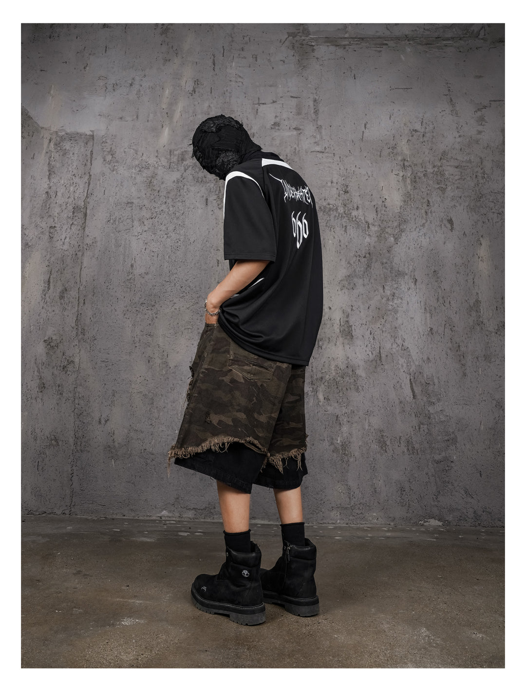 UNDERWATER Black and White Deconstructed Patchwork Embroidered Jersey Tee | Face 3 Face