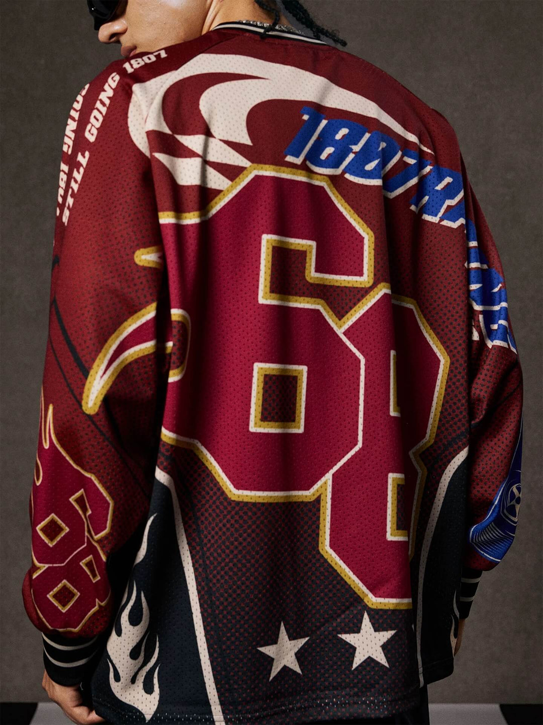1807 Hot Wheels Racing Graphic Mesh Long Sleeve Hockey Jersey | Face 3 Face