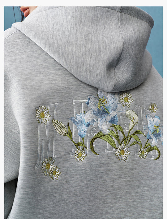 MEDM Floral Embroidery Air Layer Zip-Up Hoodie | Face 3 Face