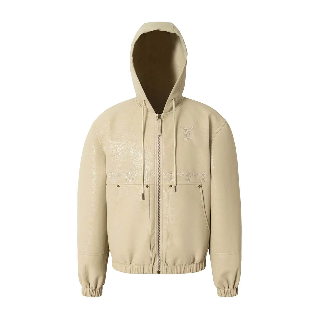 YADcrew Crackle Glitter PU Leather Hooded Jacket | Face 3 Face