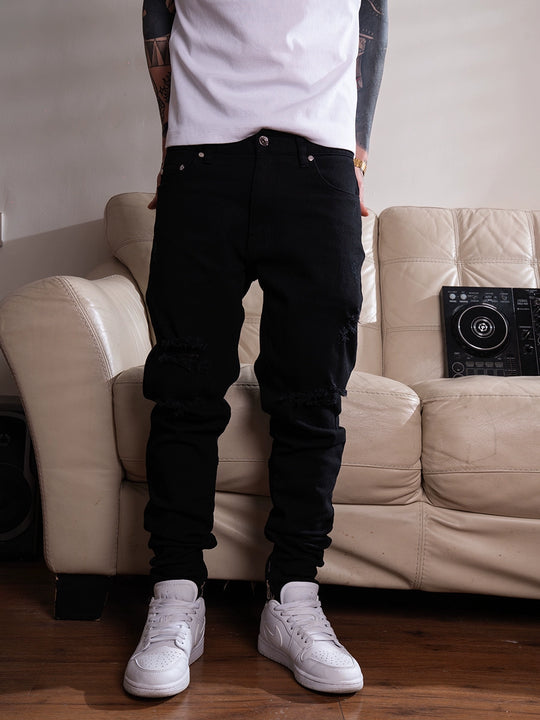 TGFCLUB Washed Distressed Slim Fit Stretch Jeans | Face 3 Face