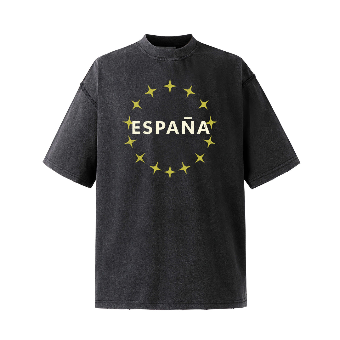 NOVACAM Vintage Washed Circle Star Print Short Sleeve Tee | Face 3 Face