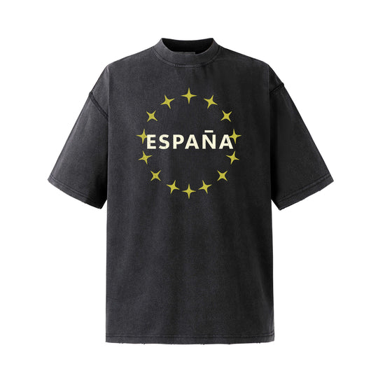 NOVACAM Vintage Washed Circle Star Print Short Sleeve Tee | Face 3 Face