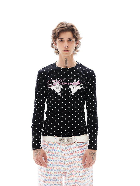 KARMANISTIC All Over Dot Chest Pegasus Print Long Sleeve Tee | Face 3 Face