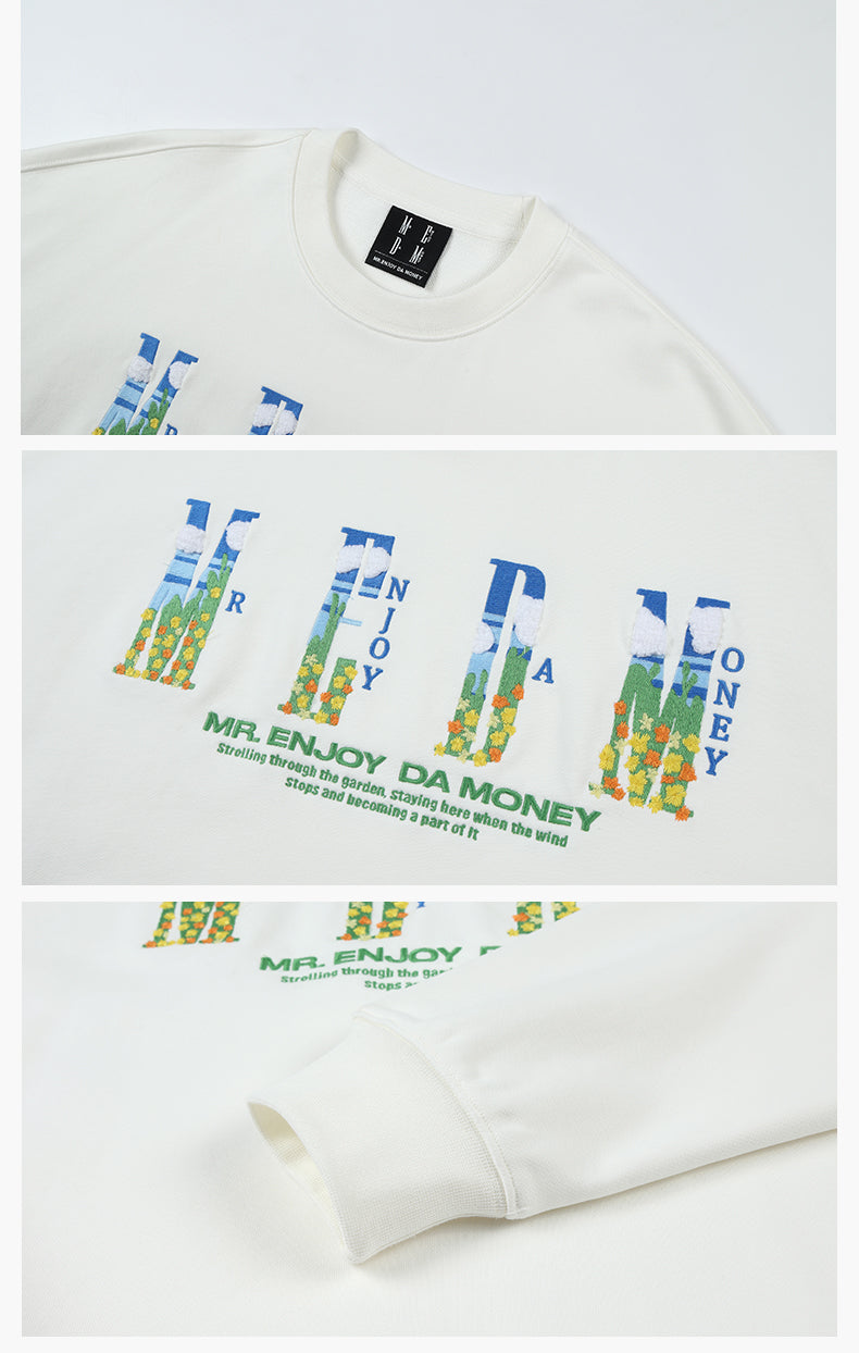 MEDM Blue Sky & Small Grass Embroidered Logo Sweatshirt | Face 3 Face