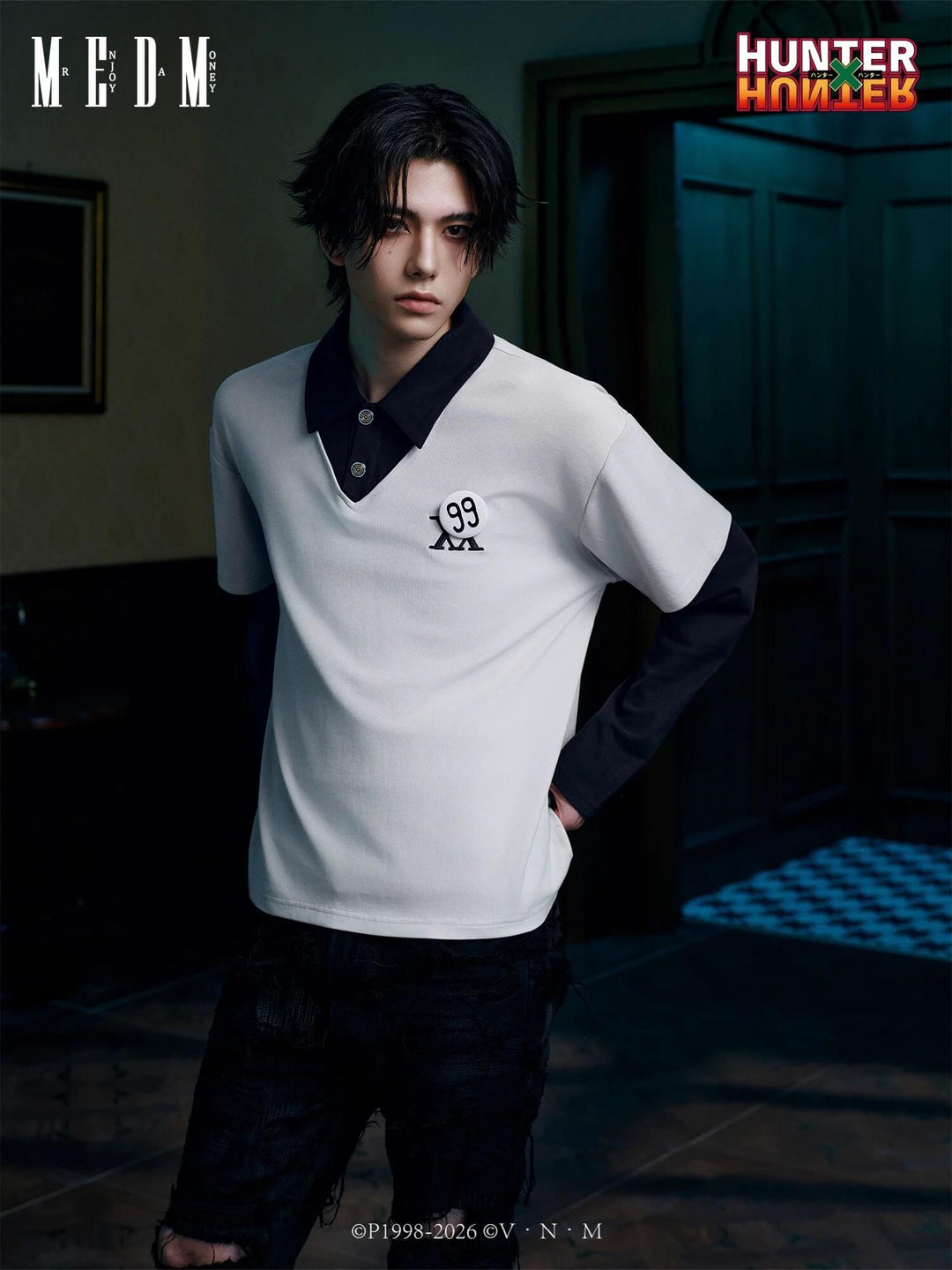 MEDM × HUNTER×HUNTER Killua Layered Long Sleeve Polo Shirt | Face 3 Face