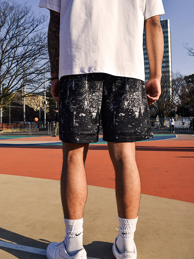 JUST VIBE Big City Graphic Mesh Basketball Shorts | Face 3 Face
