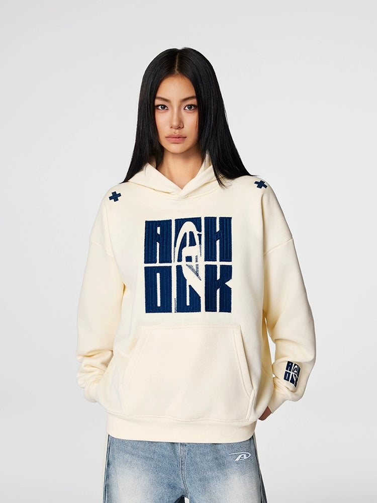 Puff print hoodies | Achock Four Color Heavy Logo Embroidered Hoodie | Face 3 Face