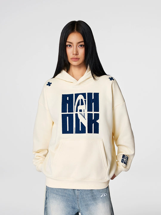 Puff print hoodies | Achock Four Color Heavy Logo Embroidered Hoodie | Face 3 Face