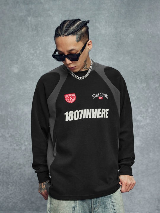 1807 Patchwork Number Sports Long Sleeve Tee | Face 3 Face