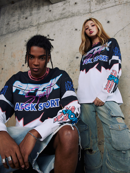 AFGK Color Blocking Motorcycle Suit Long Sleeved Tee | Face 3 Face