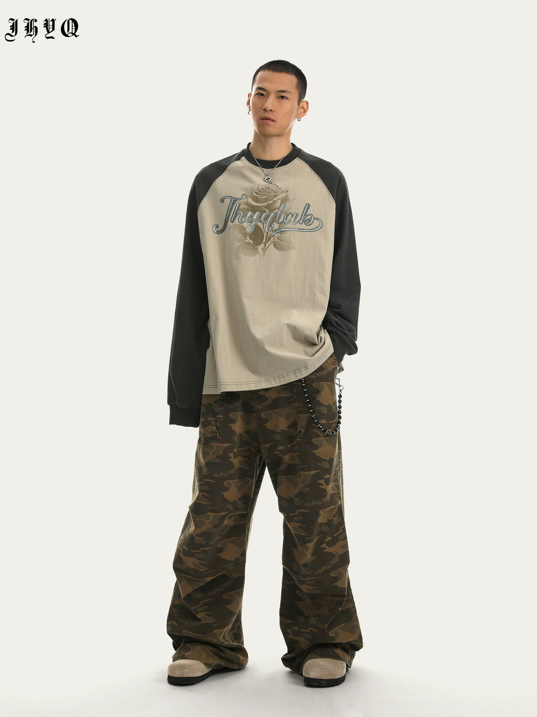 JHYQ Washed Flower Printing Long Sleeved Tee