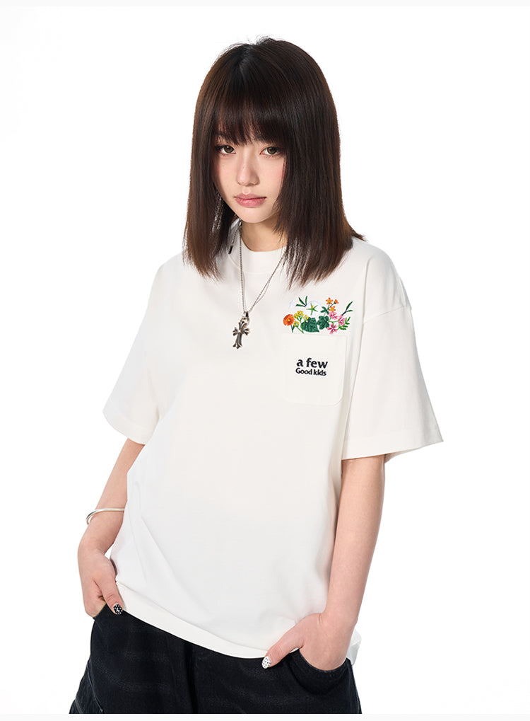AFGK Pocket Floral Embroidered Tee | Face 3 Face