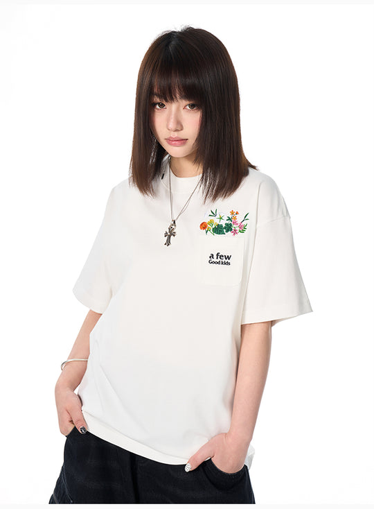 AFGK Pocket Floral Embroidered Tee | Face 3 Face