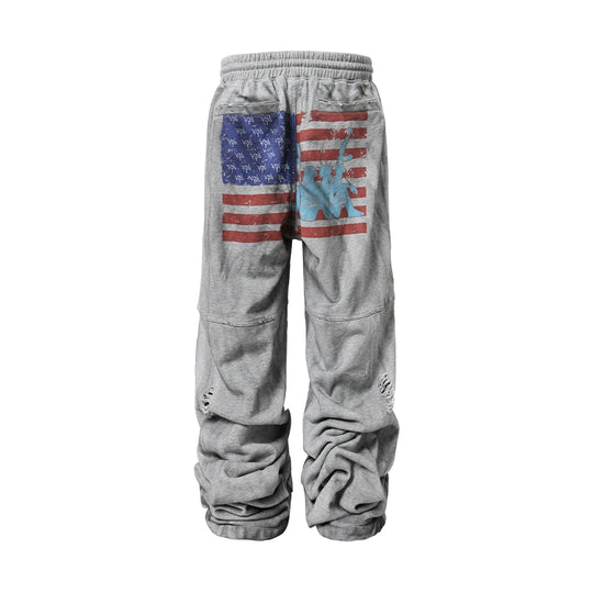 KARMANISTIC Distressed Flag Print Jogger Sweatpants | Face 3 Face