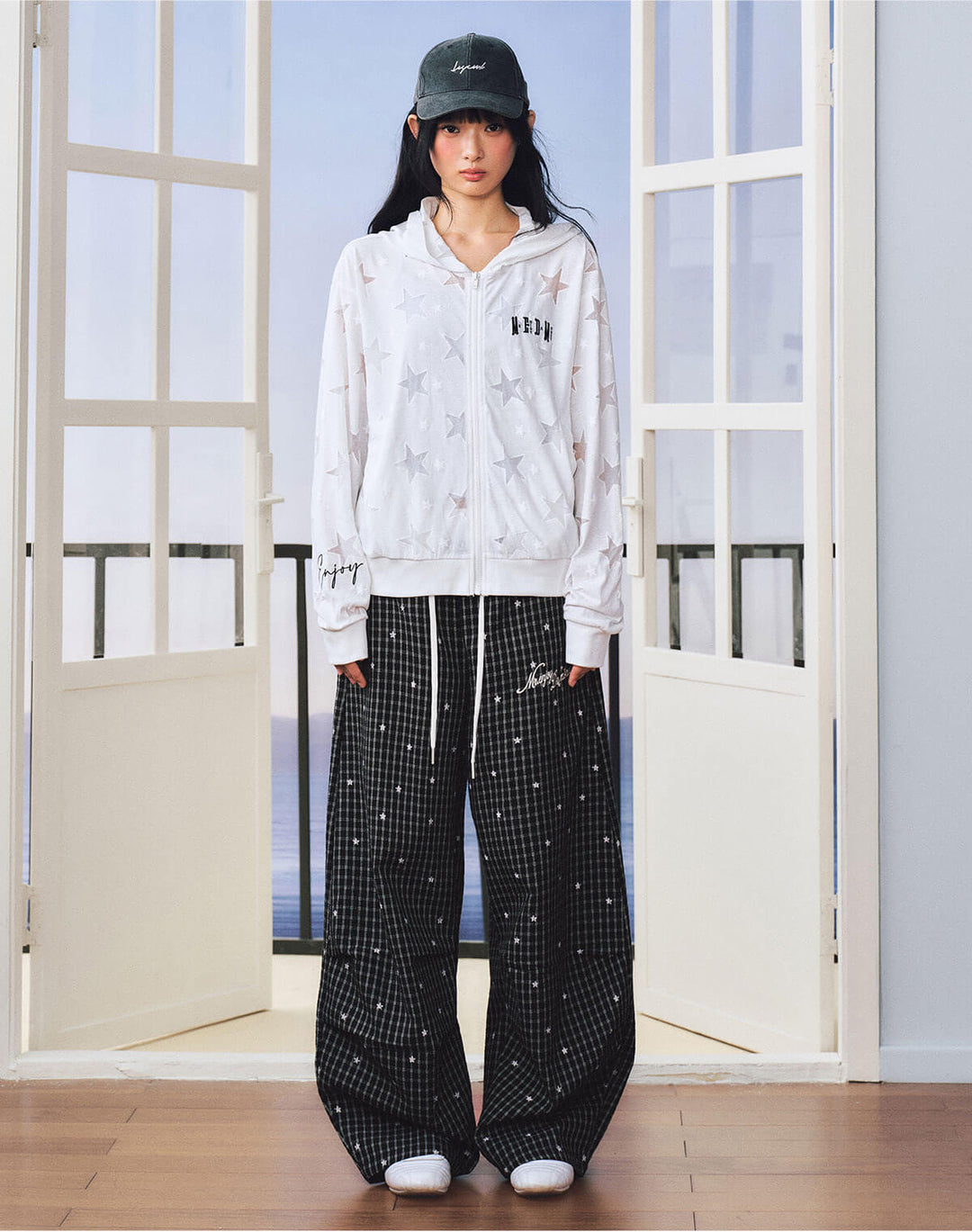 MEDM Star Print Checkered Double Layer Pants | Face 3 Face