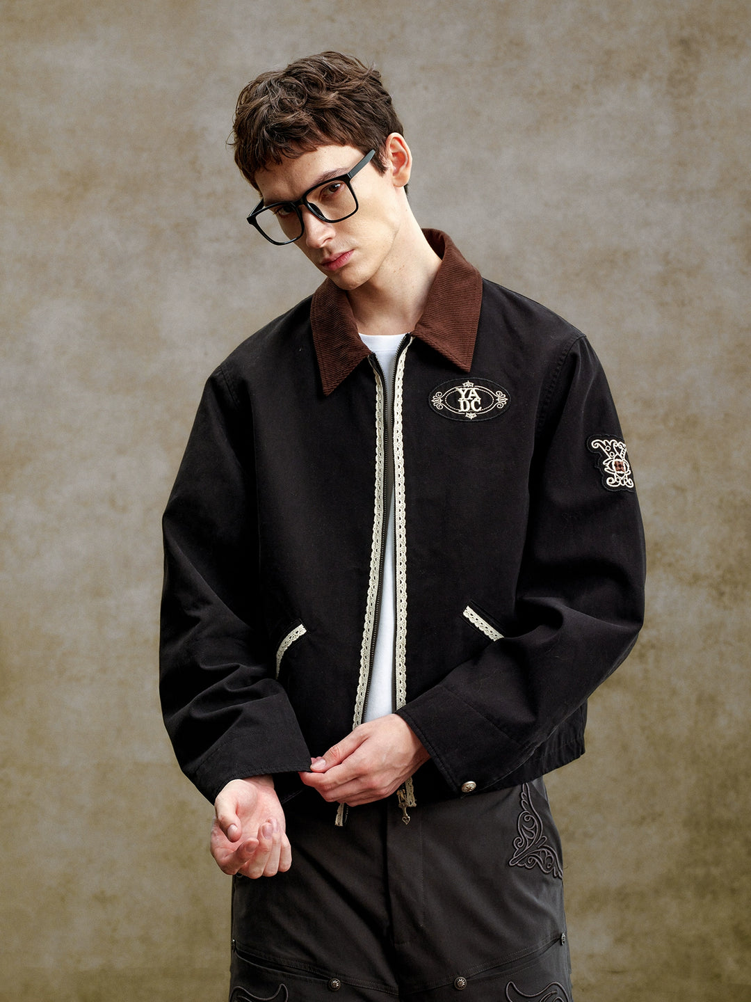 YADcrew Lace Line Embroidered Work Jacket | Face 3 Face