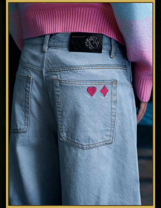 MEDM × HUNTER×HUNTER Hisoka Star and Teardrop Patch Washed Jeans