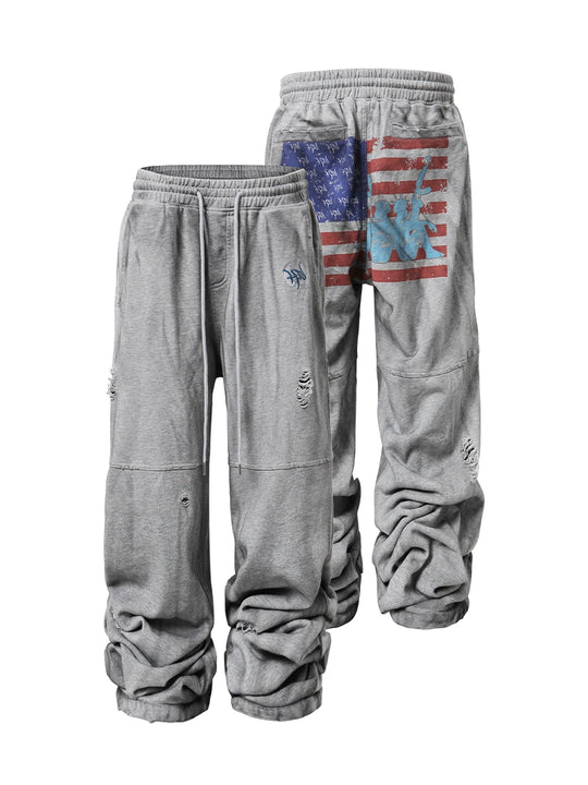 KARMANISTIC Distressed Flag Print Jogger Sweatpants | Face 3 Face