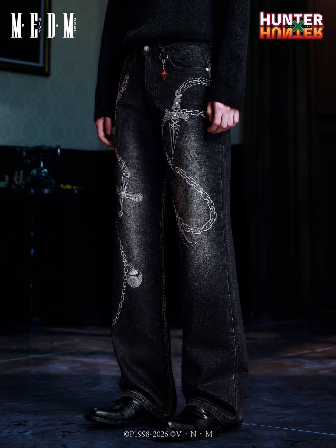 MEDM × HUNTER×HUNTER Kurapika Chain Embroidered Jeans