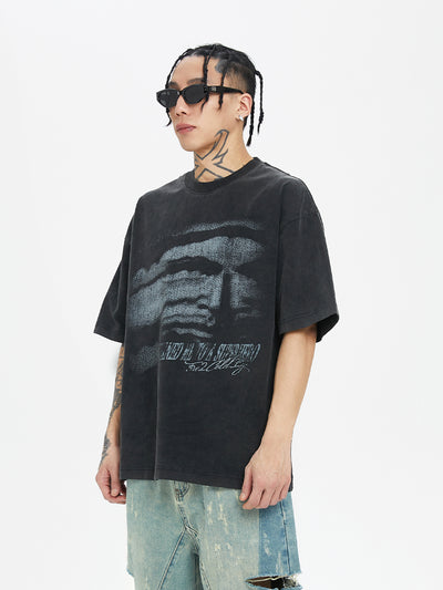 F2CE Washing Old Vintage Face Printed Tee