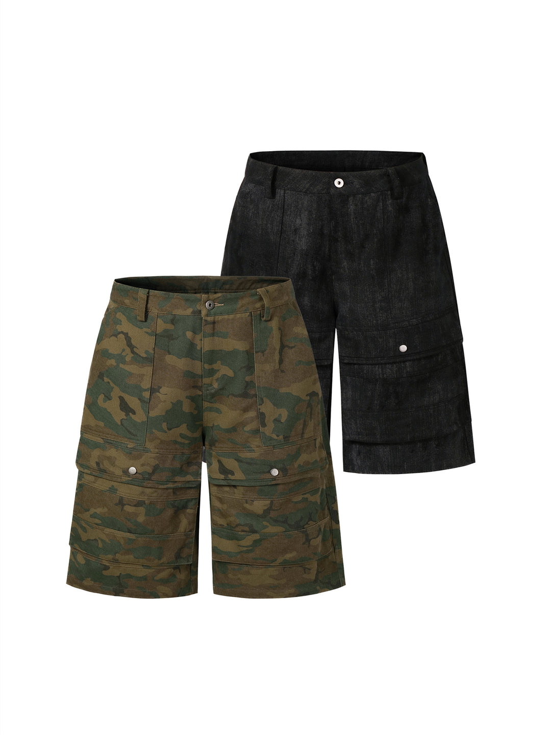 NOVACAM Camouflage & Black Baggy Work Cargo Shorts | Face 3 Face