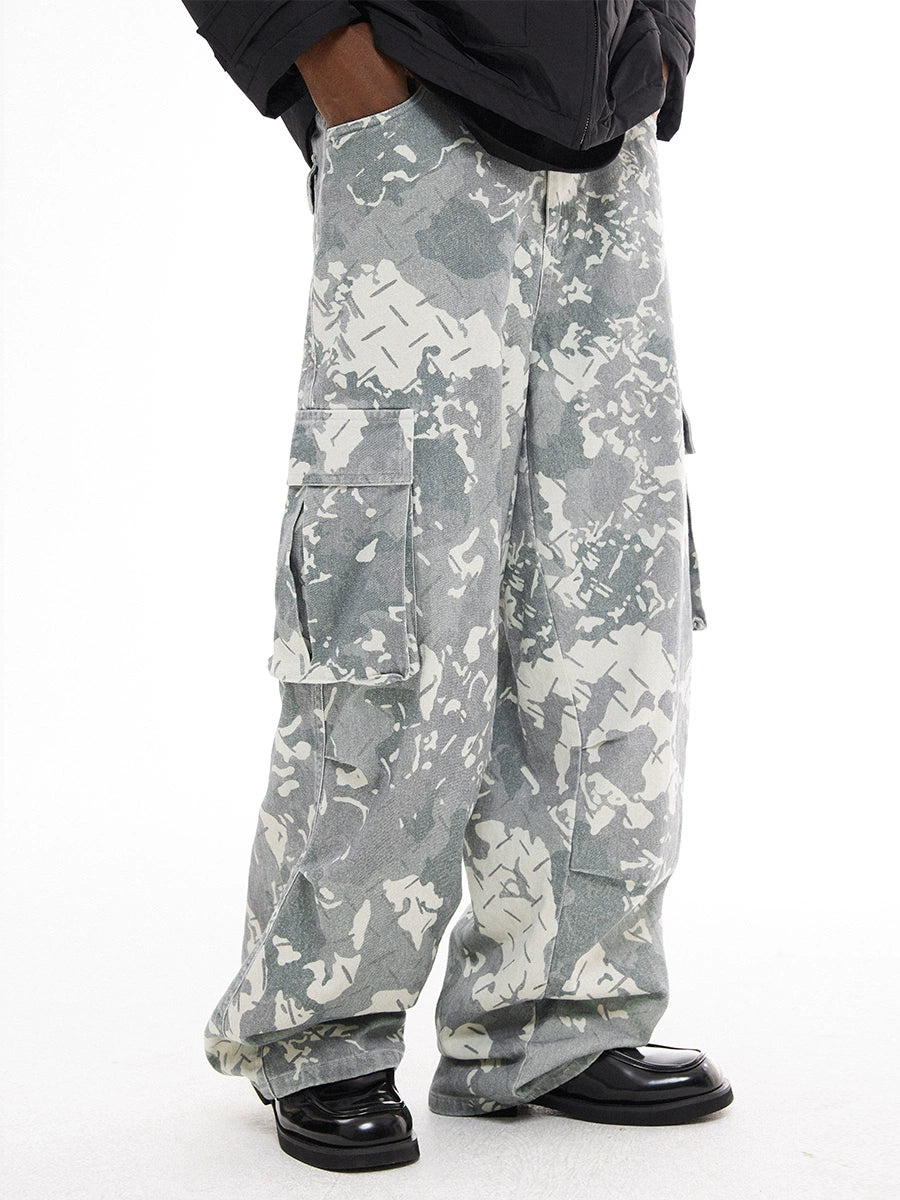 EMPTY REFERENCE Washed Camouflage Work Cargo Pants | Face 3 Face