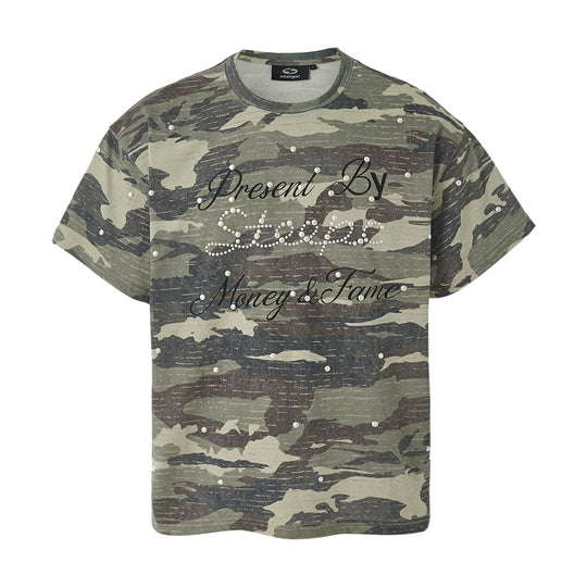 STEEPC Aged Forest Camo Pearl Embellished Print Tee | Face 3 Face