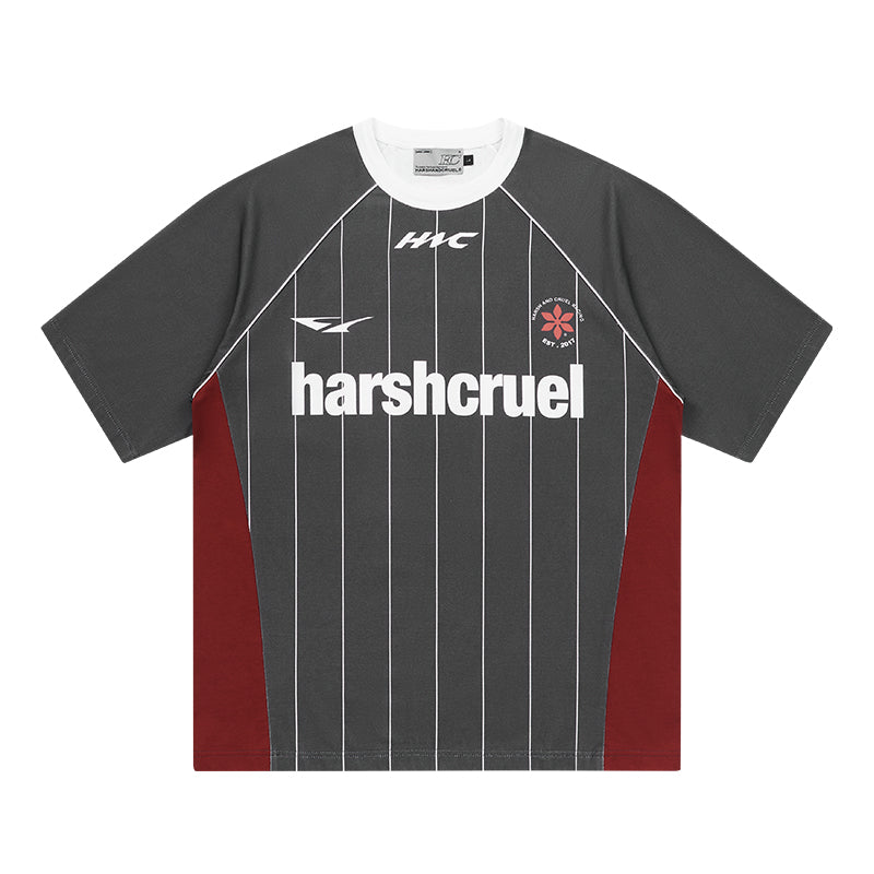 Harsh and Cruel Vintage Striped Patchwork Soccer Jersey Tee | Face 3 Face