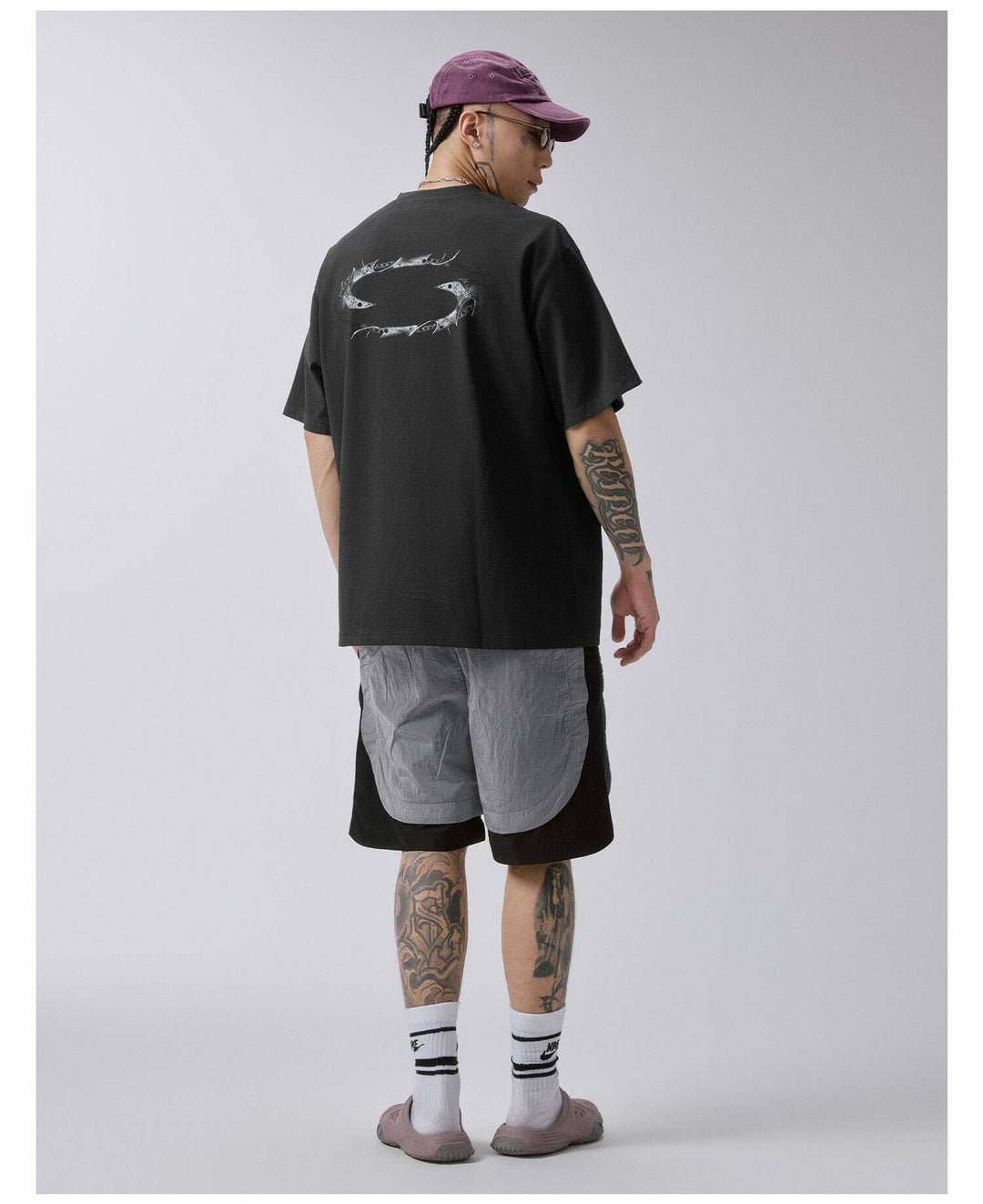 F2CE Metallic Nylon Patchwork Shorts | Face 3 Face