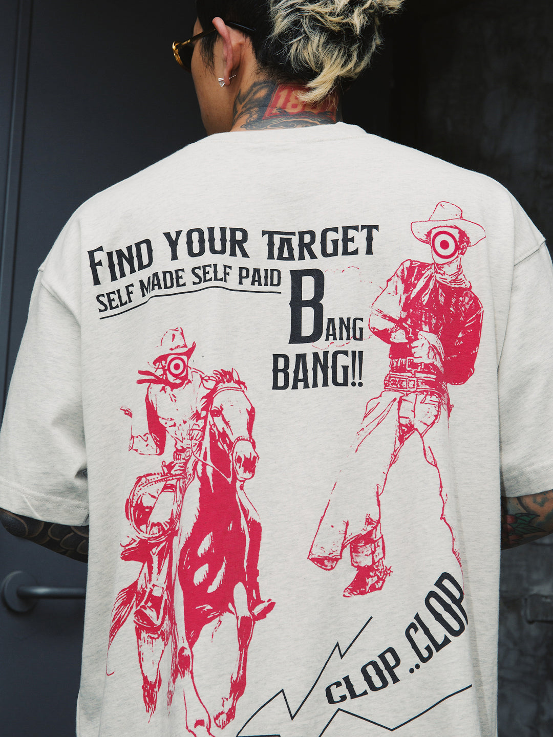 S45 Slogan Flocking Printing Embroidered Logo Tee | Face 3 Face