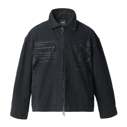 JHYQ Zipper Printed Canvas Work Jacket