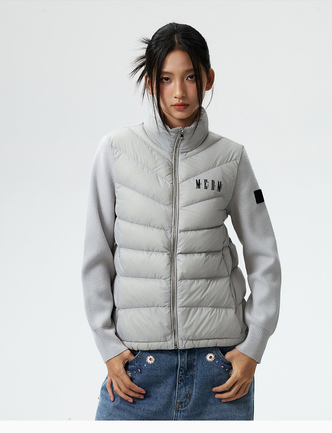 MEDM Shoulder Patchwork Lightweight Down Jacket | Face 3 Face