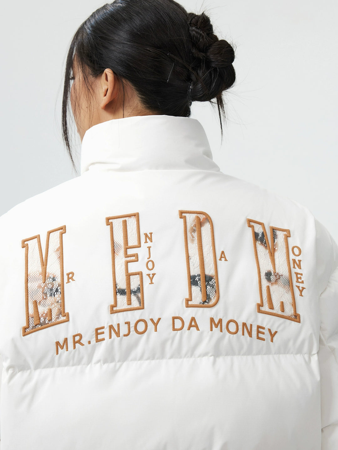 MEDM 3D Embroidered Lace Puffer Jacket | Face 3 Face