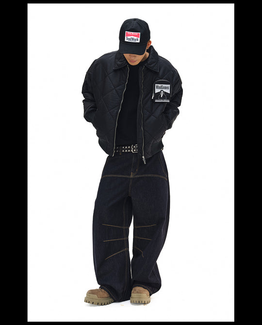 NOVACAM Diamond Plaid Quilted Puffer Jacket | Face 3 Face