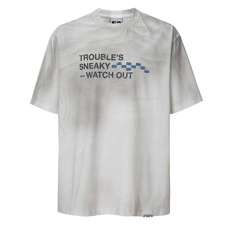 F2CE Aged Mud Dye Printed Slogan Tee | Face 3 Face