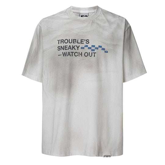 F2CE Aged Mud Dye Printed Slogan Tee | Face 3 Face