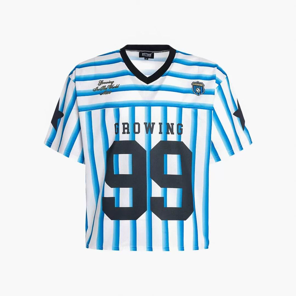 F3F Select Striped Mesh Star Print V Neck Short Sleeve Soccer Jersey | Face 3 Face