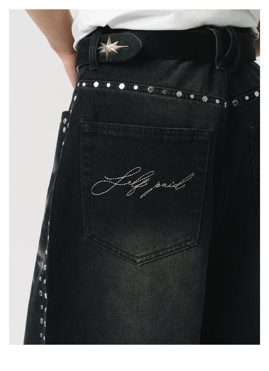 S45 Mixed Stud Washed Jeans | Face 3 Face