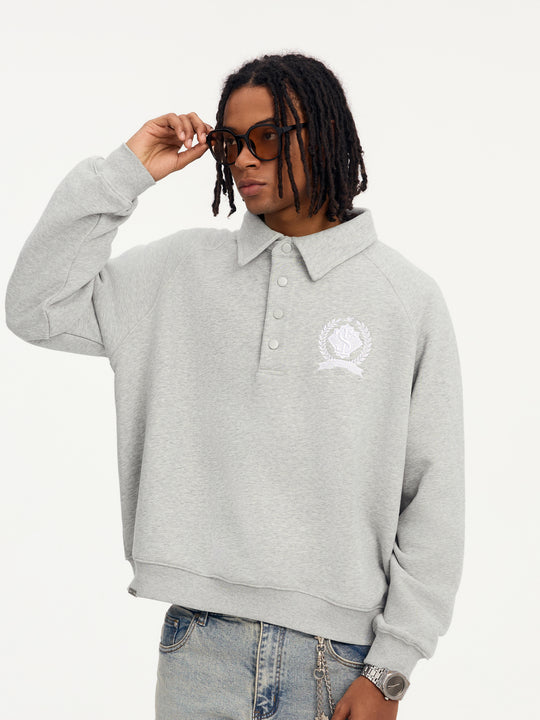 Small Town Kid Badge Embroidered Polo Sweatshirt | Face 3 Face