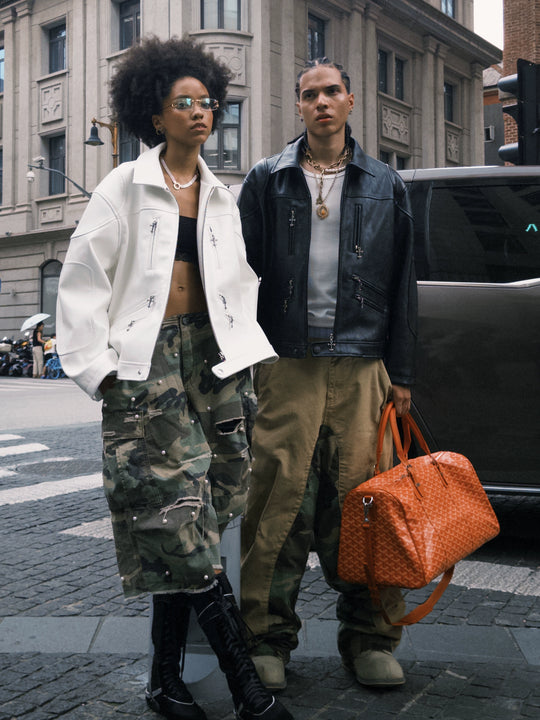 STEEPC Two Tone Leather Racing Jacket | Face 3 Face