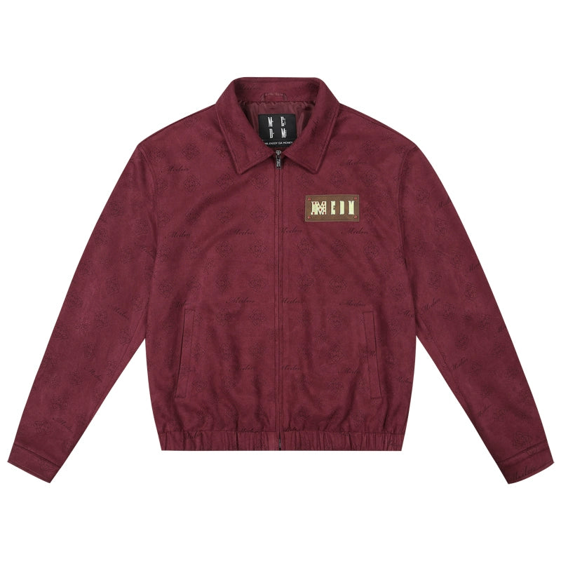MEDM Leather Logo All-Over Monogram Suede Jacket | Face 3 Face