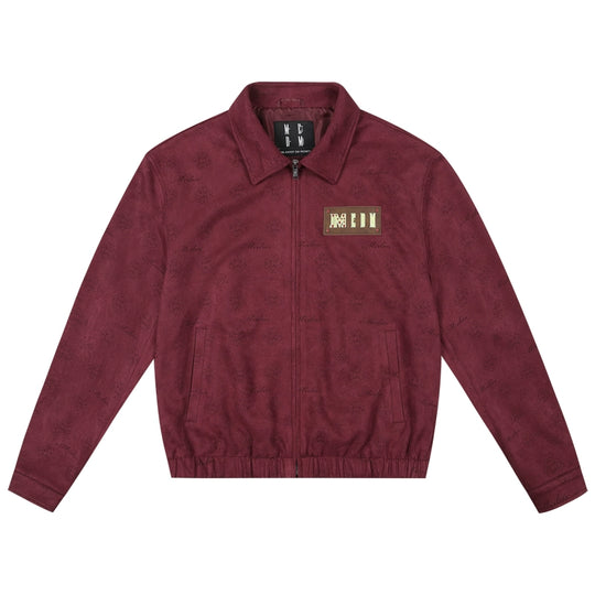 MEDM Leather Logo All-Over Monogram Suede Jacket | Face 3 Face