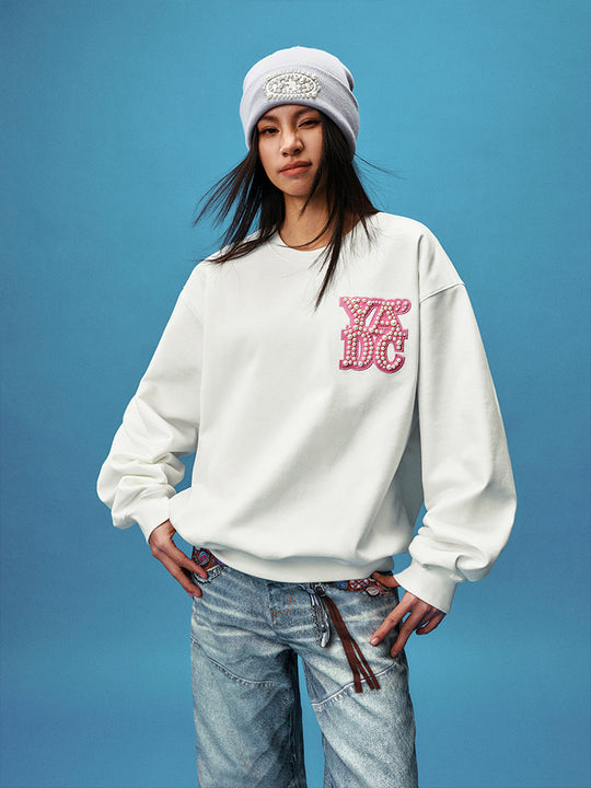 YADcrew Pearl Leather Logo Sweatshirt | Face 3 Face