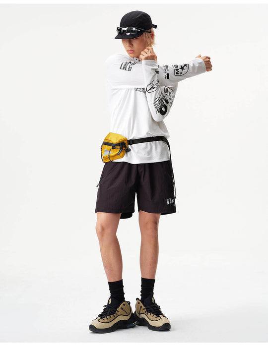 MEDM Multi Logo Print Quick Dry Long Sleeve Sports Tee | Face 3 Face